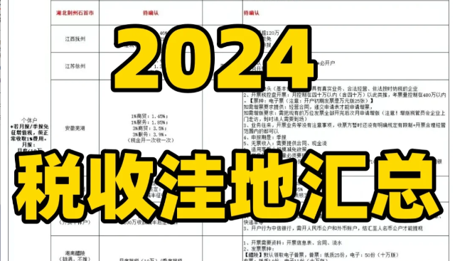 2024全國(guó)稅收洼地一覽表
