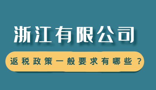 浙江有限公司返稅政策一般要求有哪些?